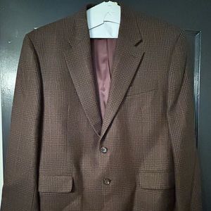 RALPH LAUREN Brown Plaid Wool Mens Blazer Sport Coat Jacket - 42 S